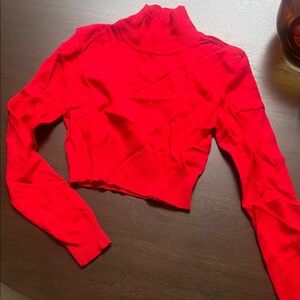 NBD Bright Red Cropped Turtleneck